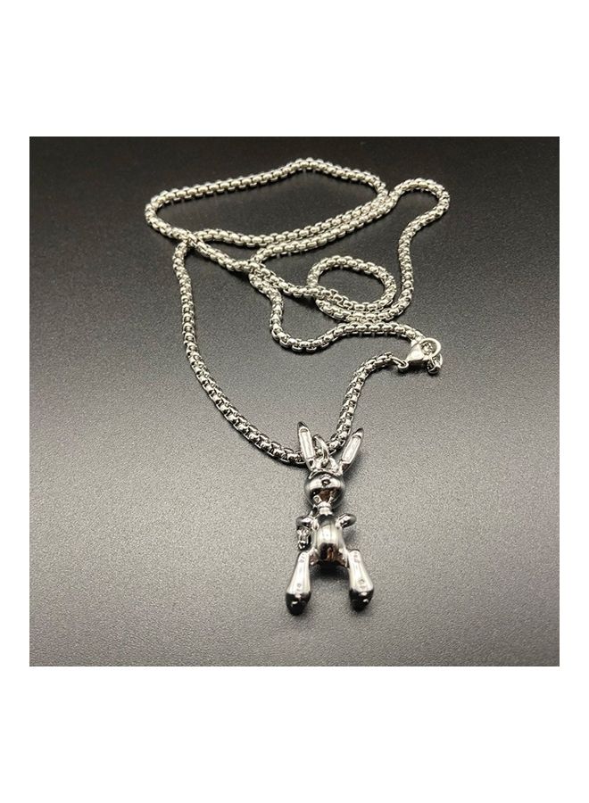 Perfii Rhodium Plated Ziron Studded Pendant Necklace - Image 5