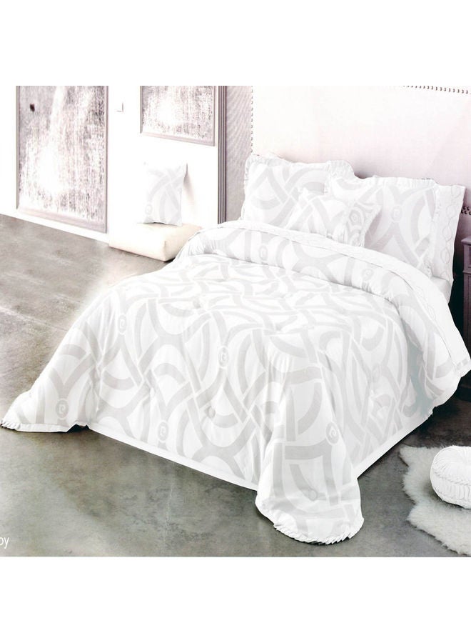 6-Piece Twin Size High Quality Comforter Set Cotton White/Light Grey 200x270cm - v1639326817/N52146381A_1