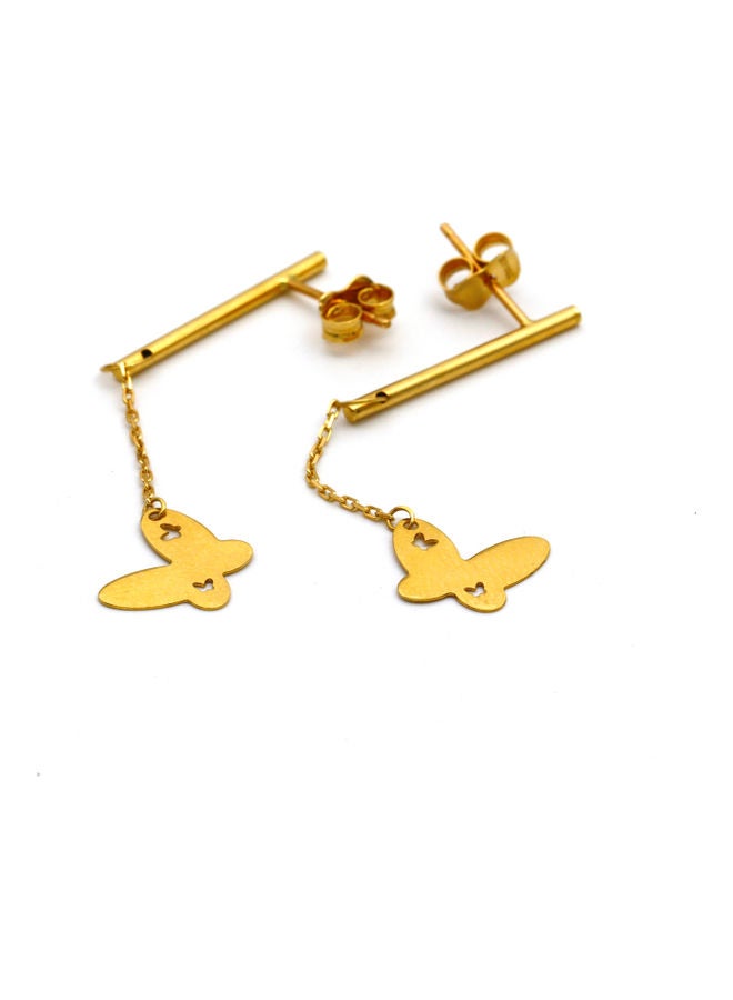 Gold Zone - 18 Karat Real Gold Hanging Butterfly Stud Earring Set - Image 1