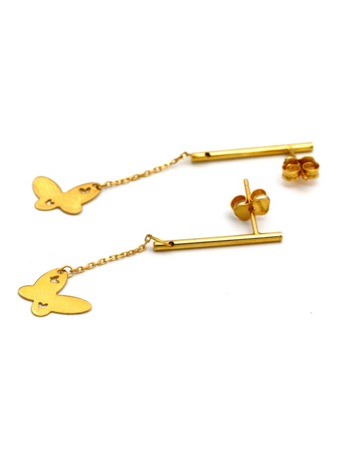 Gold Zone - 18 Karat Real Gold Hanging Butterfly Stud Earring Set - Image 1