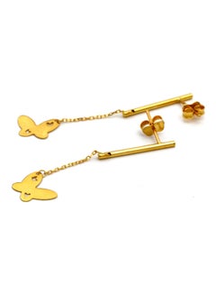 Gold Zone 18 Karat Real Gold Hanging Butterfly Stud Earring Set  - Image 3