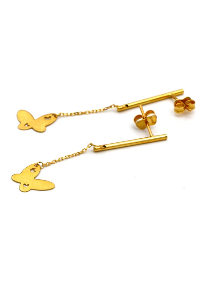 Gold Zone - 18 Karat Real Gold Hanging Butterfly Stud Earring Set - Image 1
