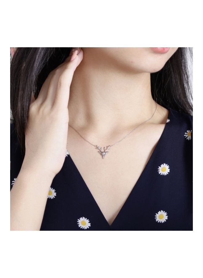 Perfii S925 Sterling Silver Crystal Studded Pendant Necklace - Image 3