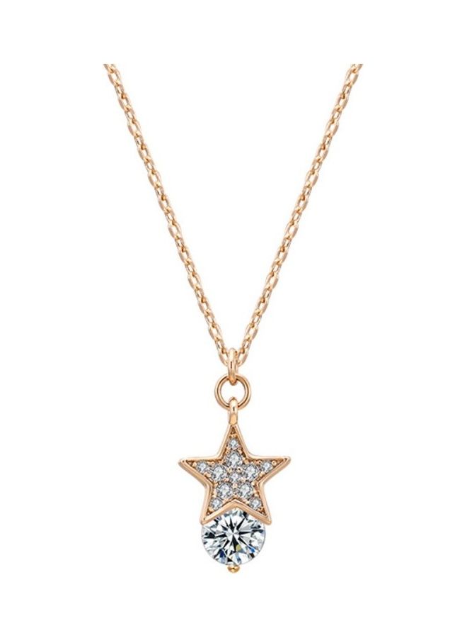 Perfii Rhodium Plated Ziron Studded Pendant Necklace - Image 1