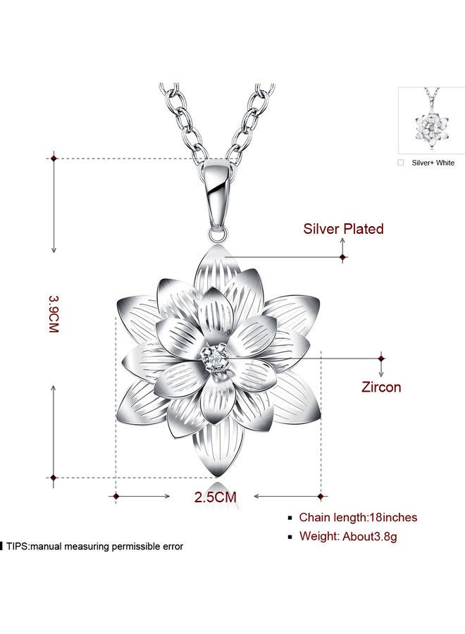 Perfii Rhodium Plated Ziron Studded Pendant Necklace - Image 2