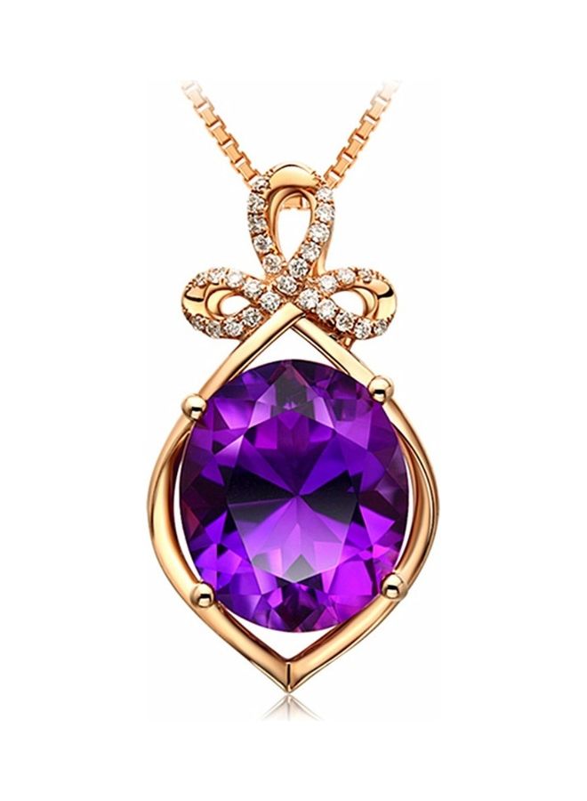 Perfii Rhodium Plated Ziron Studded Pendant Necklace - Image 1