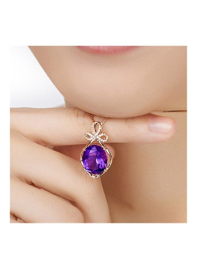 Perfii Rhodium Plated Ziron Studded Pendant Necklace - Image 2