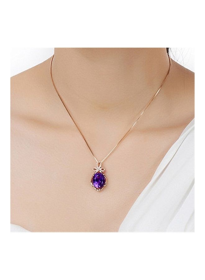 Perfii Rhodium Plated Ziron Studded Pendant Necklace - Image 3