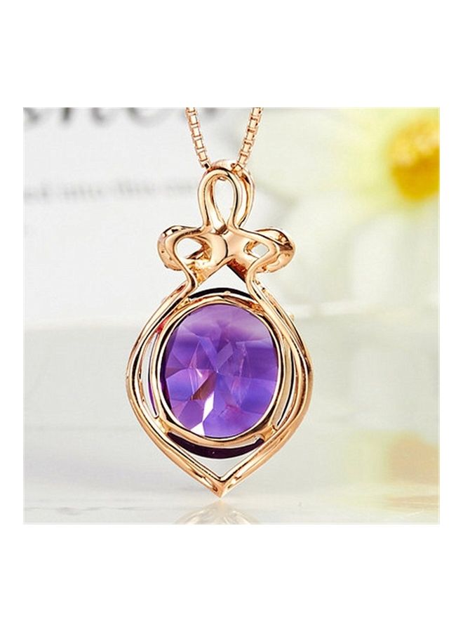 Perfii Rhodium Plated Ziron Studded Pendant Necklace - Image 5