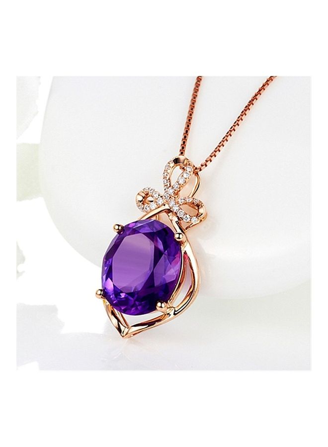 Perfii Rhodium Plated Ziron Studded Pendant Necklace - Image 4