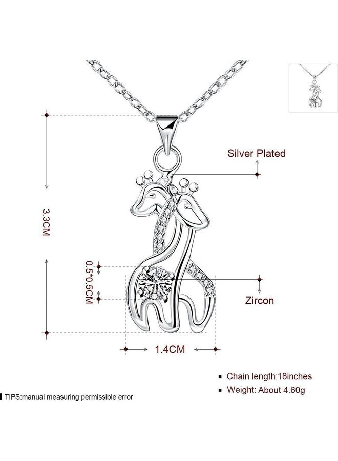 Perfii Rhodium Plated Ziron Studded Pendant Necklace - Image 2