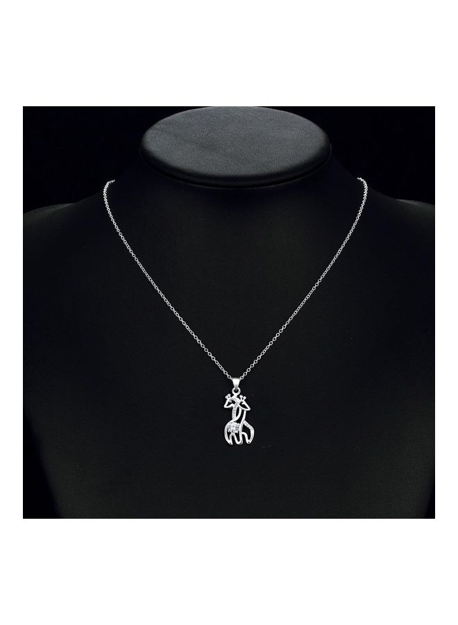 Perfii Rhodium Plated Ziron Studded Pendant Necklace - Image 3