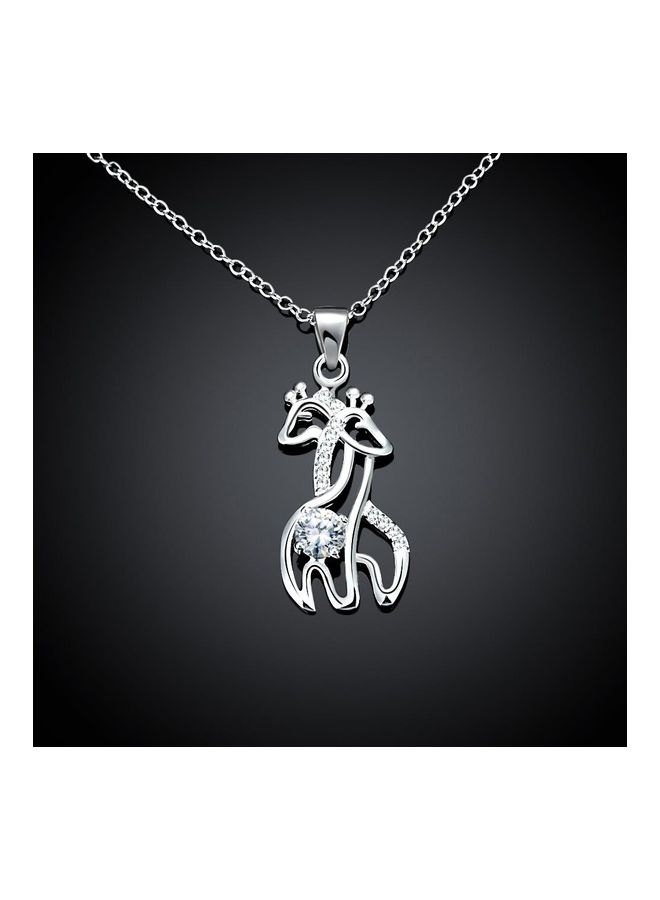 Perfii Rhodium Plated Ziron Studded Pendant Necklace - Image 5