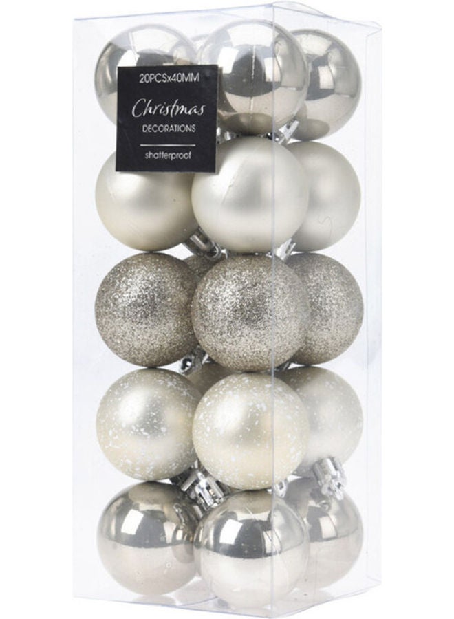 homes r us - Christmas Ball Set Of 20 White/Silver 40x8x40cm - Image 1
