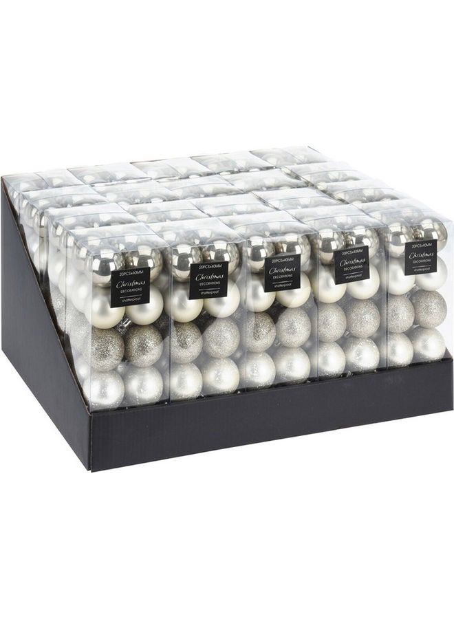homes r us - Christmas Ball Set Of 20 White/Silver 40x8x40cm - Image 1