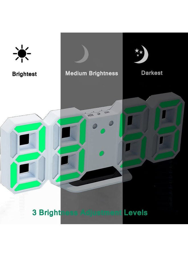 Toshionics - 3D LED Light Time Display Digital Wall Alarm Electronic Table Clock With Tempreture Rane White 225x80mm - Image 1