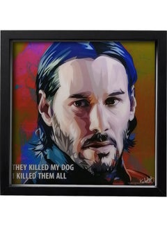 John Wick (Keanu Reeves) Pop Art Poster with Frame Multicolour 25 X 25cm
