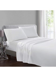Hotel Linen Klub 3-Piece Flat Sheet With Pillowcases Set Cotton Blend White 240x260cm  - Image 1