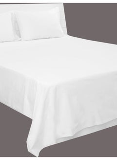Hotel Linen Klub 3-Piece Flat Sheet With Pillowcases Set Cotton Blend White 240x260cm  - Image 4