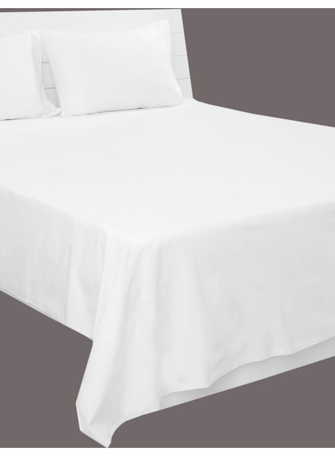 Hotel Linen Klub 3-Piece Flat Sheet With Pillowcases Set Cotton Blend White 200x240cm  - Image 4