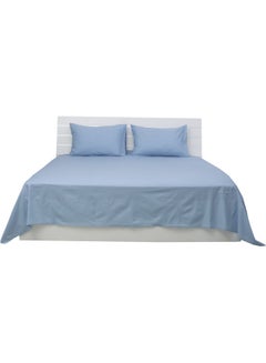 Hotel Linen Klub 3-Piece Flat Sheet With Pillowcases Cotton Blend Blue 200 x 240cm  - Image 3