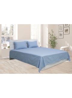 Hotel Linen Klub 3-Piece Flat Sheet With Pillowcases Cotton Blend Blue 200 x 240cm  - Image 1
