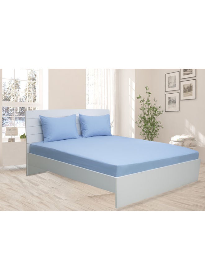 Princess 3-Piece Fitted Sheet And Pillowcases Set Cotton Blend Blue 180x200cm  - Image 1