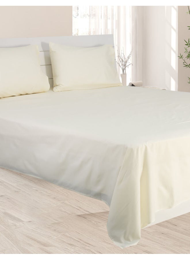 Princess 3-Piece Bedding Sheets With Pillowcases Cotton Blend Cream 240 x 260cm  - Image 2