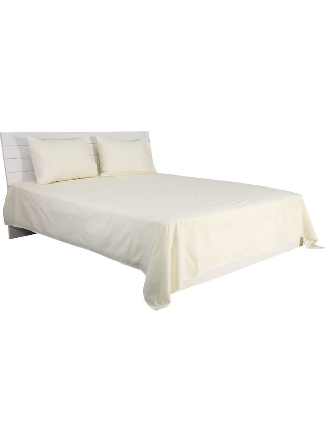 Princess 3-Piece Bedding Sheets With Pillowcases Cotton Blend Cream 240 x 260cm  - Image 3