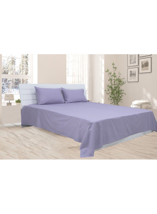 Princess 3-Piece Flat Sheet With Pillowcases Set Cotton Blend Lilac 200 x 240cm - Image 1