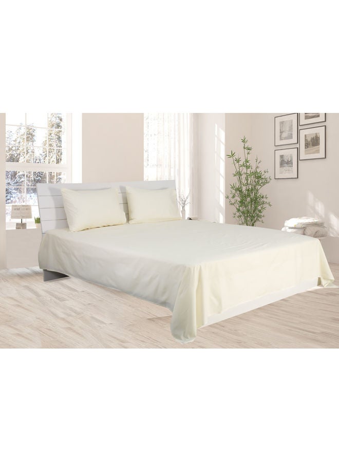 Princess 3-Piece Bedding Sheets With Pillowcases Cotton Blend Cream 240 x 260cm  - Image 1