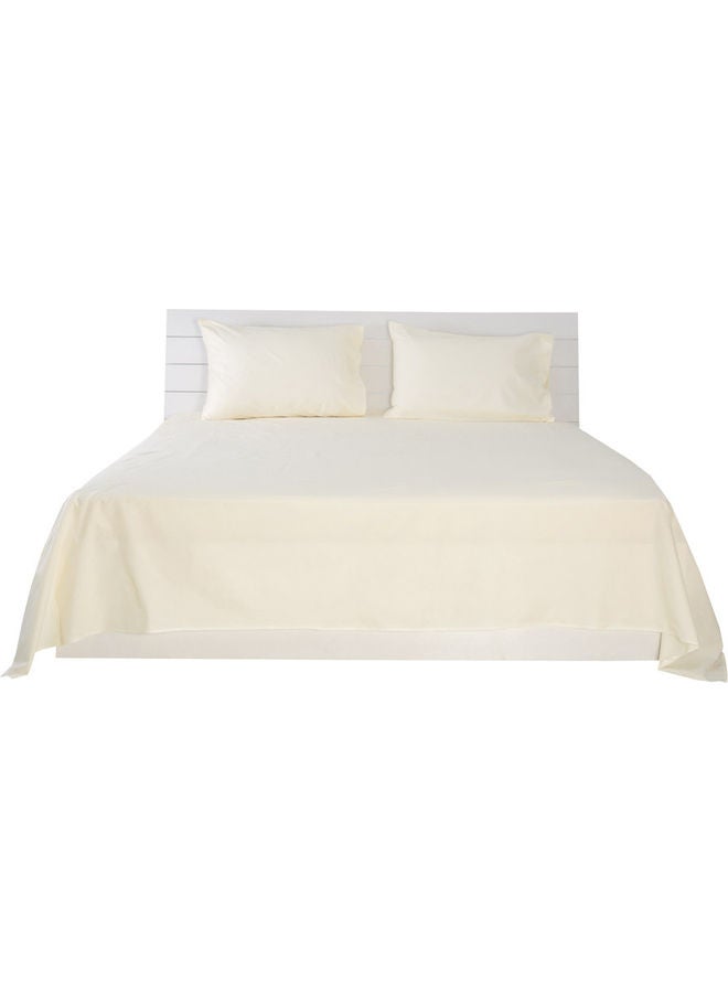 Princess 3-Piece Bedding Sheets With Pillowcases Cotton Blend Cream 240 x 260cm  - Image 4