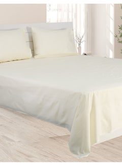 Hotel Linen Klub Hotel Linen Klub 1Pc Single Flat Sheet Set-Fabric:  144Tc Cotton Blend -Size: 170x240cm + 1 pillowcase 50x75cm Cotton Blend Cream 50x75cm  - Image 2