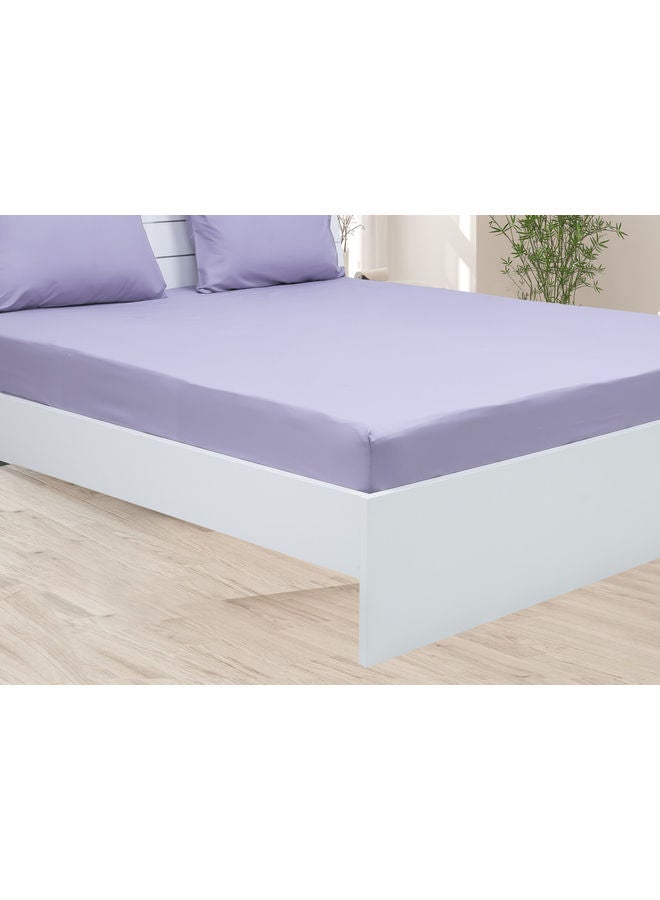Princess 3-Piece Fitted Sheet And Pillowcases Set Cotton Blend Lilac 180 x 200cm - Image 1