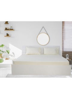 Hotel Linen Klub 3-Piece Fitted Sheet And Pillowcases Set Cotton Blend Cream 180x200cm  - Image 1
