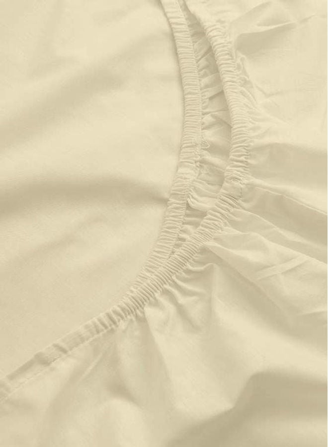 Hotel Linen Klub - 3-Piece Fitted Sheet And Pillowcases Set Cotton Blend Cream 180x200cm - Image 1