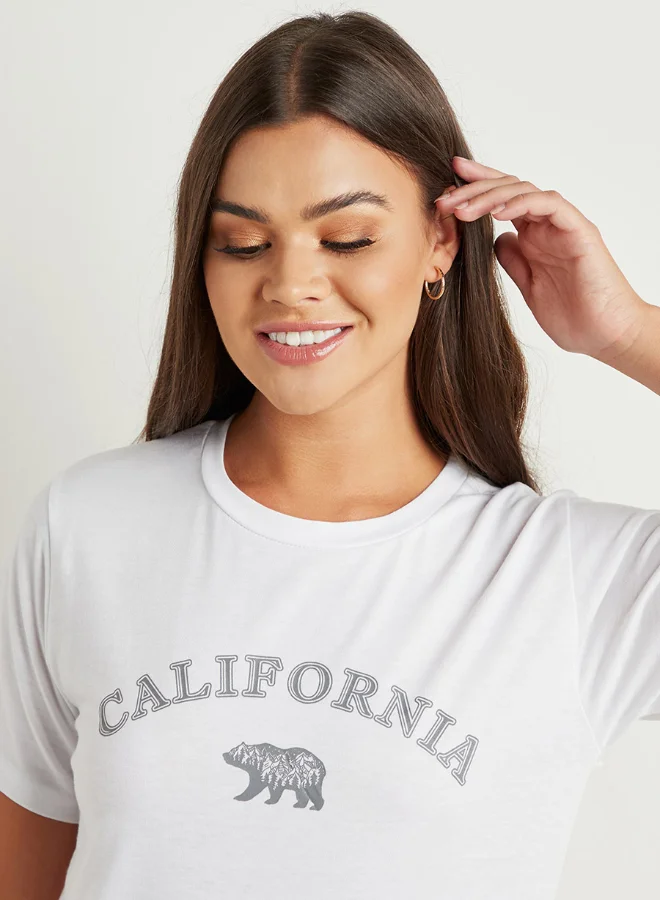 Closet By Styli California Graphic Printed T-Shirt White/Grey