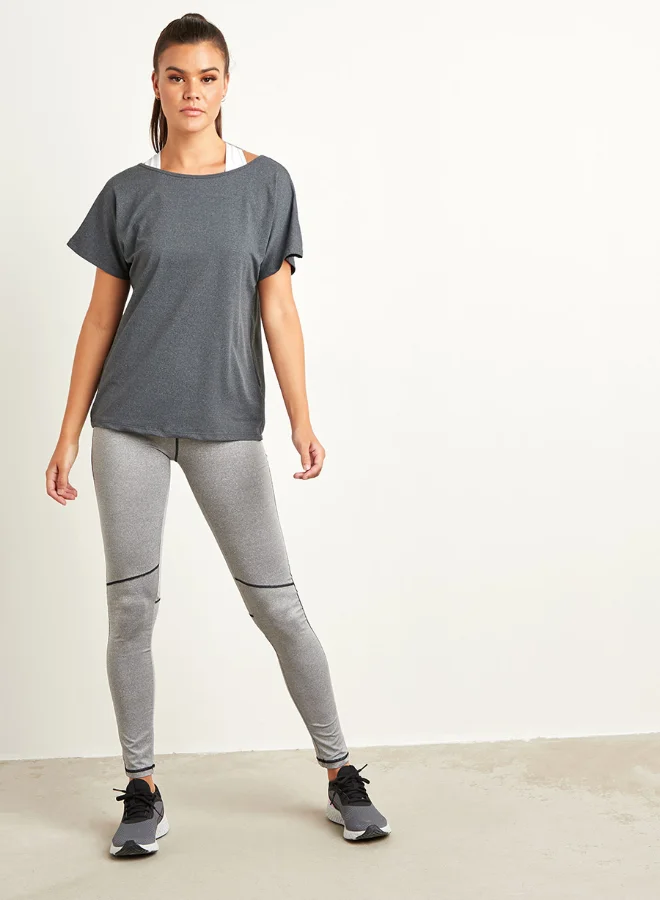 Closet By Styli Open Back Detail Relaxed Fit Yoga Top Grey