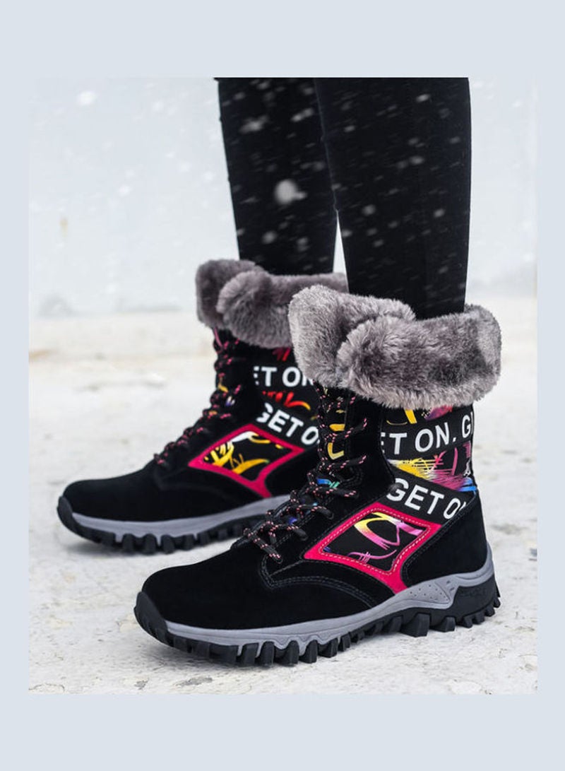 Beauenty High Top Snow Ankle Boots Black/Red/Yellow  - Image 5
