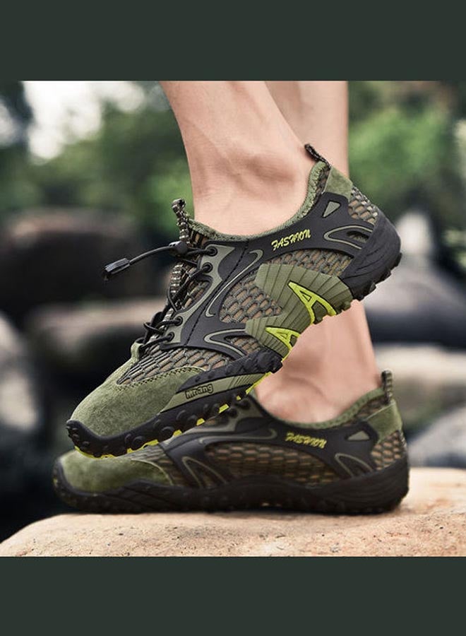 بيوينتي حذاء تسلق الجبال برباط للإغلاق ومزين بتفاصيل نسيجية للرجال أخضر/ أسود/ أصفر - Image 5