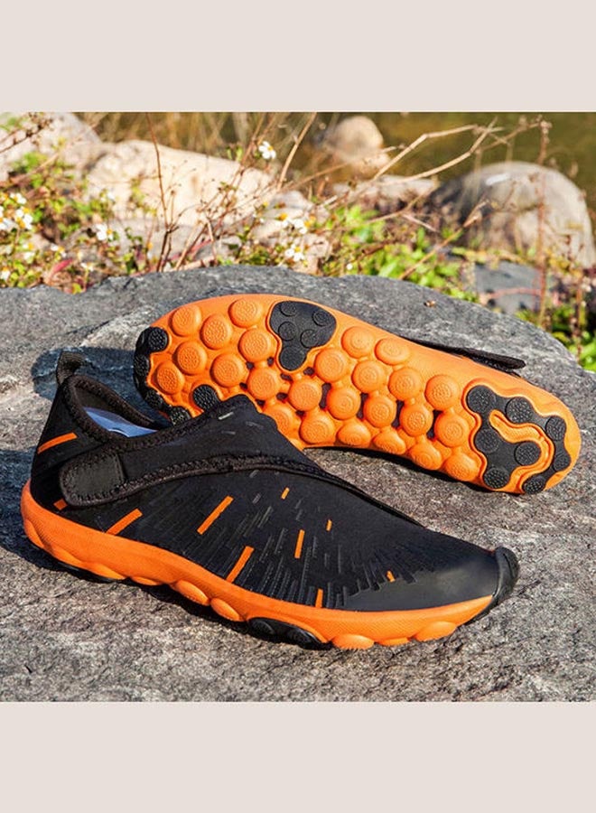 Beauenty Women's Round Toe Velcro Closure Beach Wading Shoes Black/Orange  - Image 5