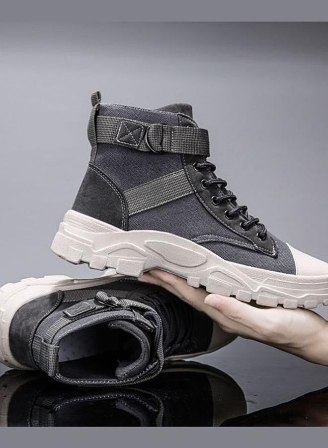 Beauenty Autumn Korean Fashion High Top Martin Boots Grey  - Image 3