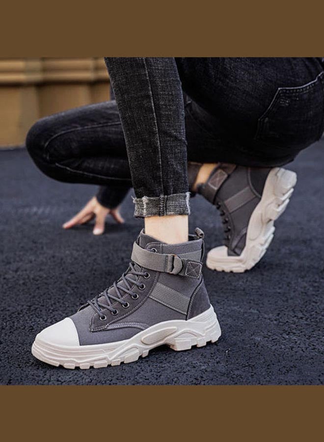 Beauenty Autumn Korean Fashion High Top Martin Boots Grey  - Image 4
