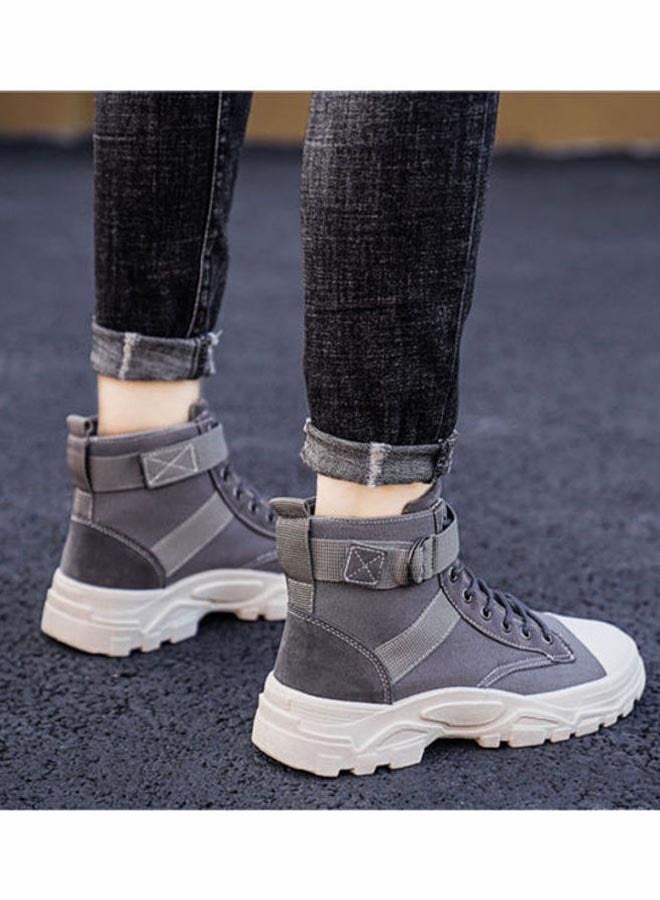 Beauenty Autumn Korean Fashion High Top Martin Boots Grey  - Image 5