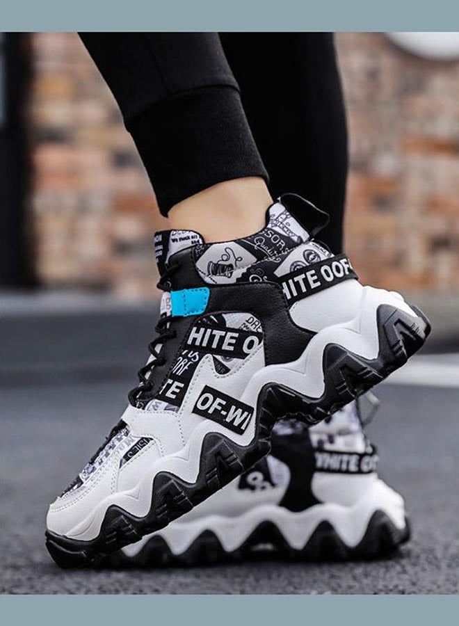 Beauenty Lace-Up Closure High Top Sneakers White/Black/Blue - Image 2