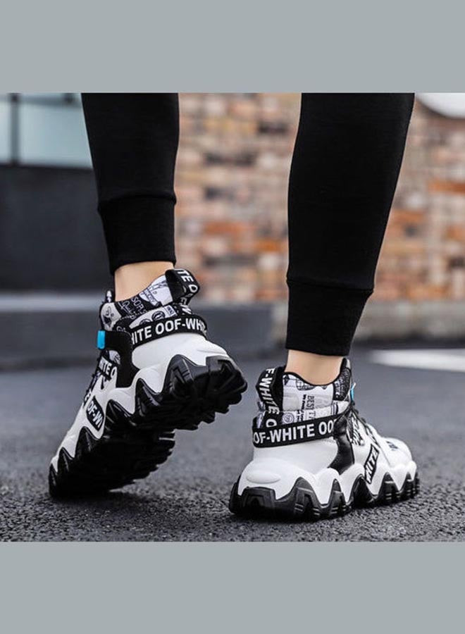 Beauenty Lace-Up Closure High Top Sneakers White/Black/Blue - Image 3