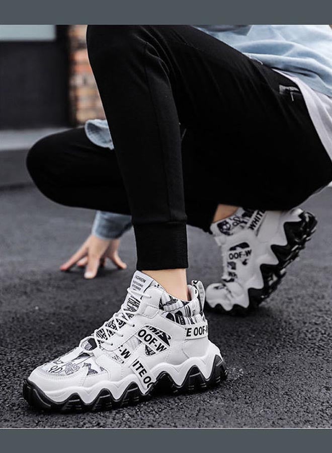 Beauenty Lace-Up Closure High Top Sneakers White/Black - Image 2
