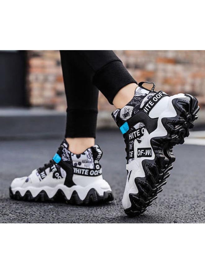 Beauenty Lace-Up Closure High Top Sneakers White/Black/Blue - Image 4
