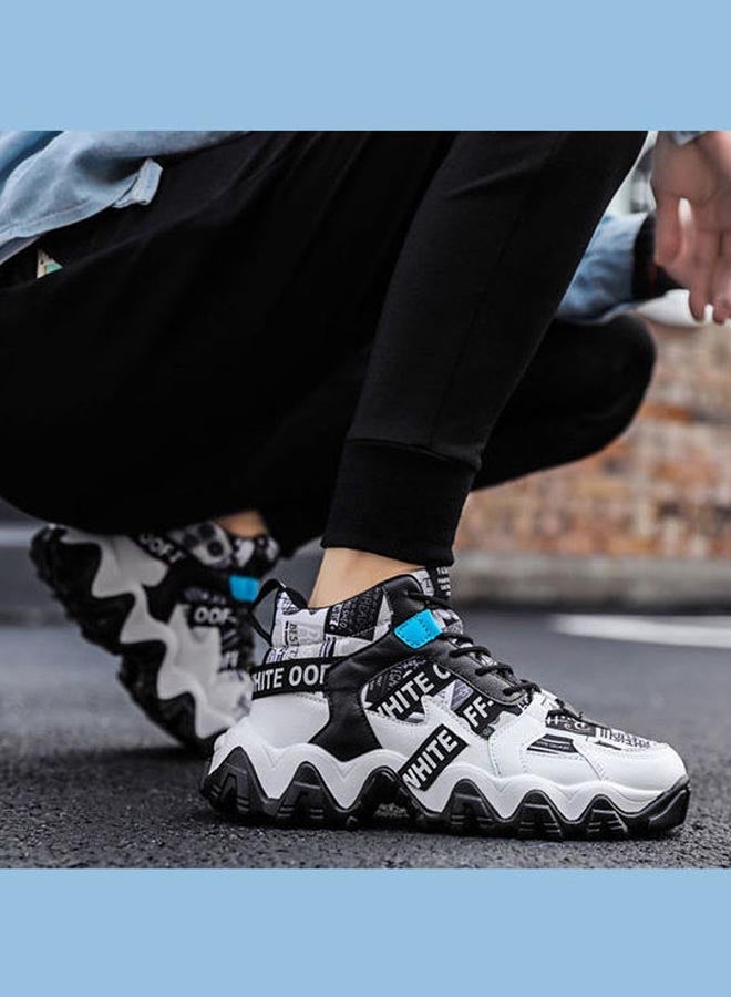 Beauenty Lace-Up Closure High Top Sneakers White/Black/Blue - Image 5
