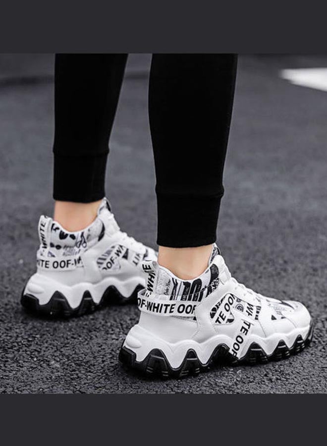 Beauenty Lace-Up Closure High Top Sneakers White/Black - Image 3